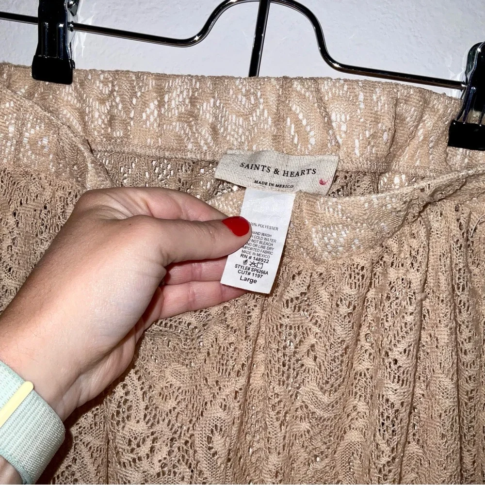 Saints & Hearts  Flare Lace crochet flare bell bottom pants - Picture 8 of 9